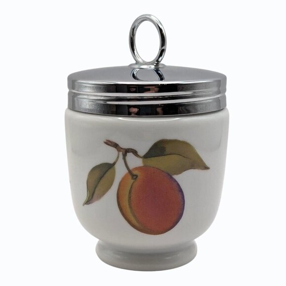 Royal Worcester Porcelain Peach & Currant Egg Coddlers Set Of 2 Vintage England - Picture 3 of 5